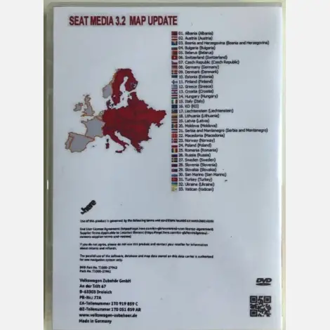SEAT Media System 3.2 navigációs térkép DVD (V17)